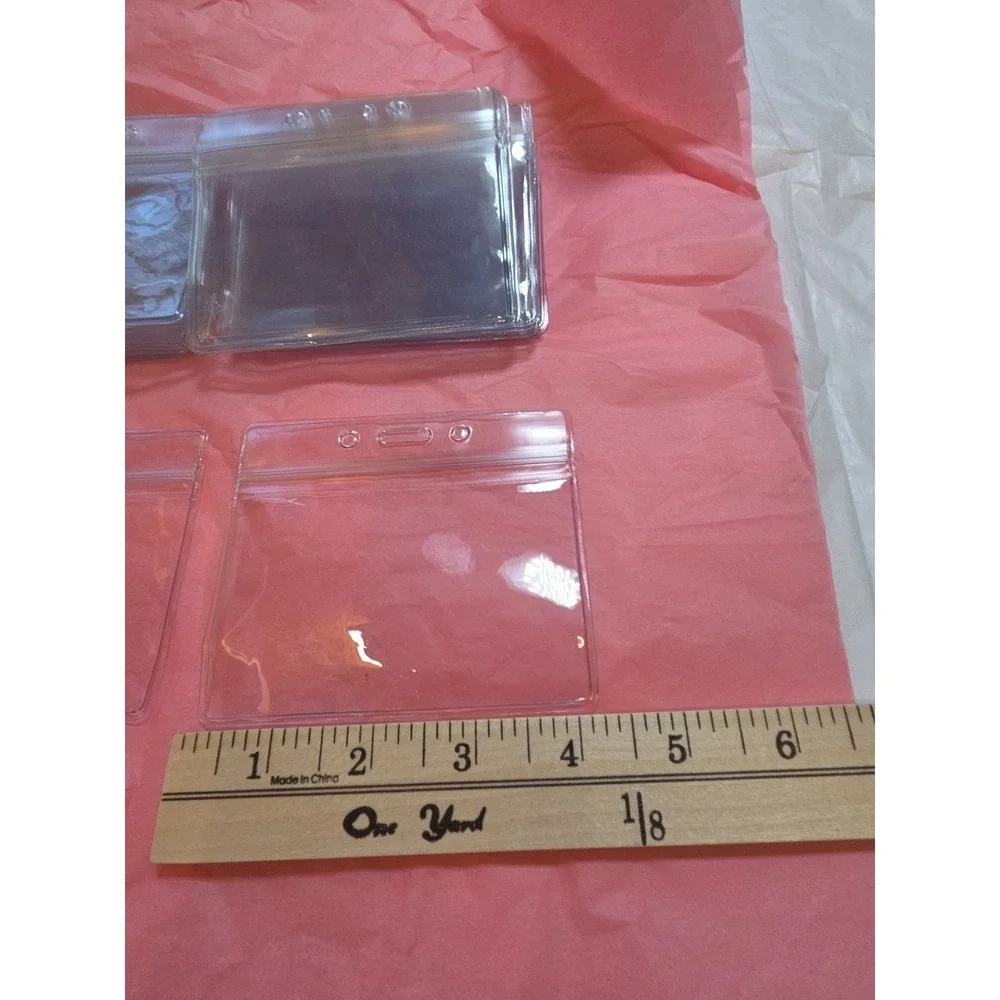 30 Clear Plastic Card Protectors / Badge Holders‎ – Horizontal ID Sleeve Lot